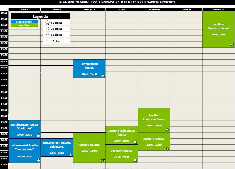 Planning Gymnase Paul Bert 2020-2021