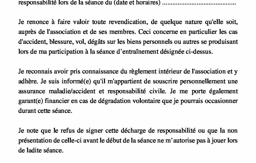 Décharge de responsabilité